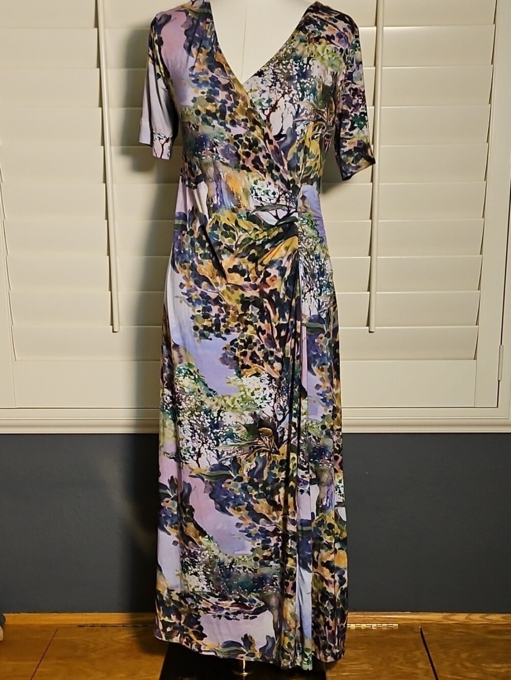 SOFT SURROUNDINGS JOLI JARDIN FAUX WRAP, SIDE RUCHING